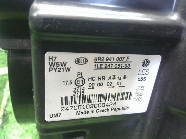 VW ポロ 左ヘッドランプＡＳＳＹ DBA-6RCBZ 6R2941007F
