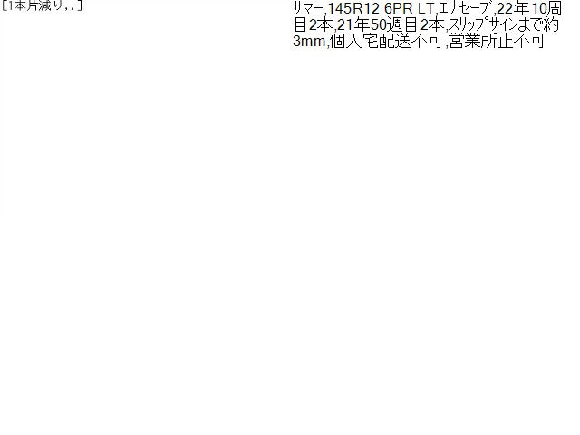 【中古】ノーマルタイヤ 12インチ 22年、21年製 ダンロップ