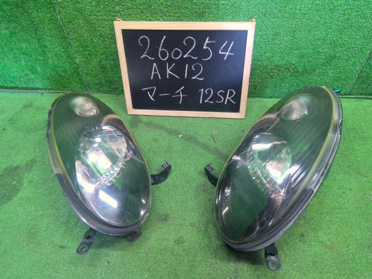 【中古】マーチ CBA-AK12 ヘッドランプ左右セット