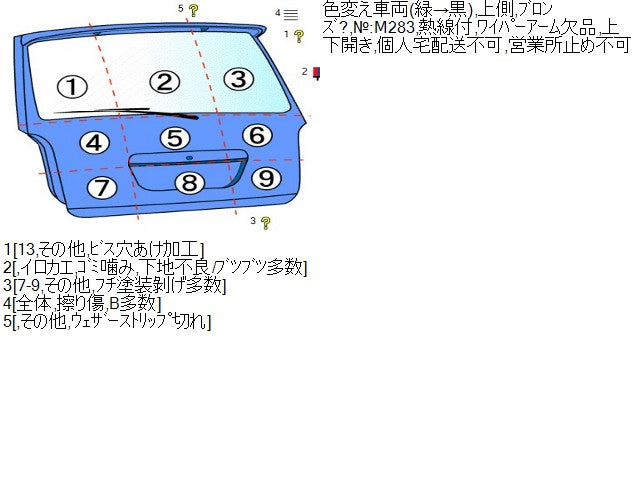 【中古】ランドクルーザー S-HDJ81V バックドア 上側